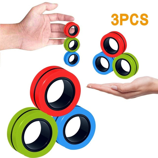 Leader Brains™ Magnetic Fidget Stress, Anxiety Relief Magnetic Spinner Ring